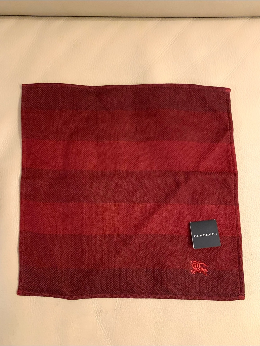 Burberry NWT Red Towel Handkerchief 10” Square 100% Cotton Made in Japan Unisex